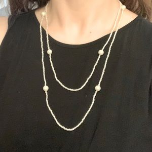 🦋 3/$9 white beaded necklace long